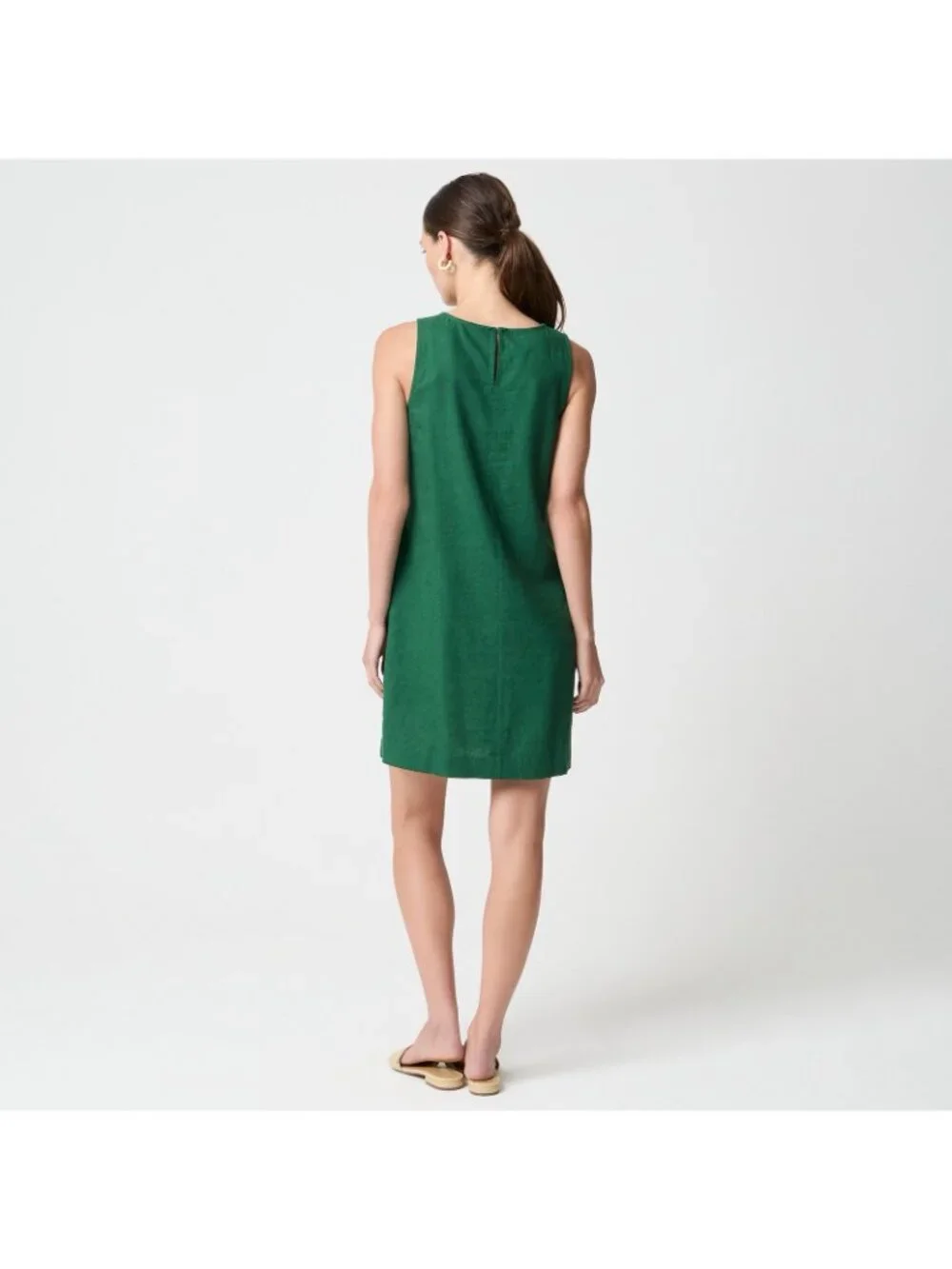 J Crew Womens Linen Blend Sleeveless Mini Dress 2 Fern Canyon Green Minimalist